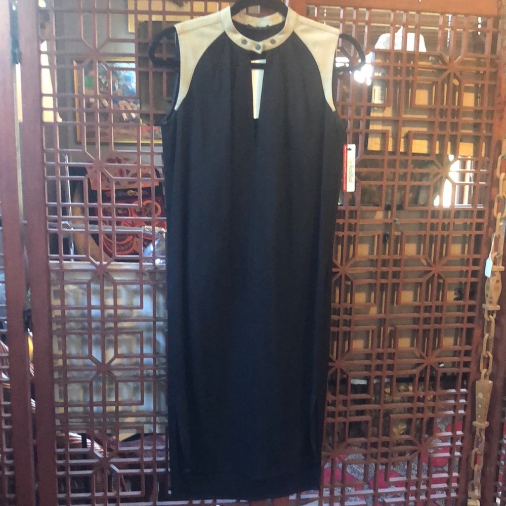 Belstaff made in italy. motocross / biker dress black w/ leather accents